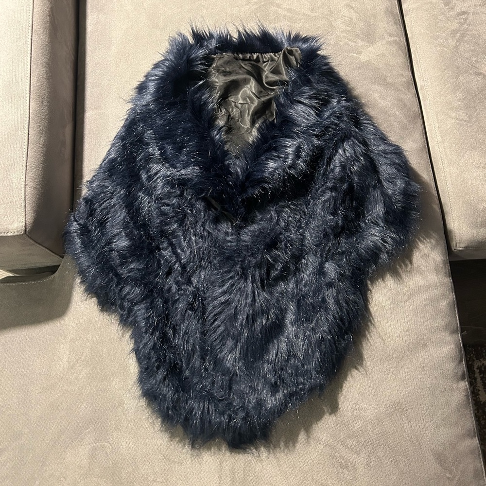 Blue Faux Fur Formal Stole / Shawl Wrap